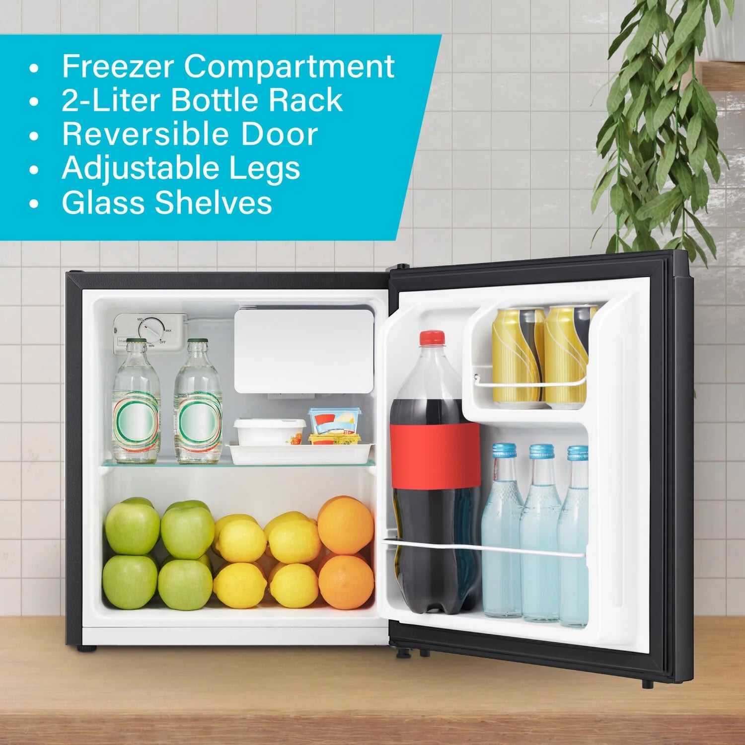 New 1.6-Cu. Ft. Standard Compact Refrigerator with Freezer Compartment, Black, 2AW1BF16A