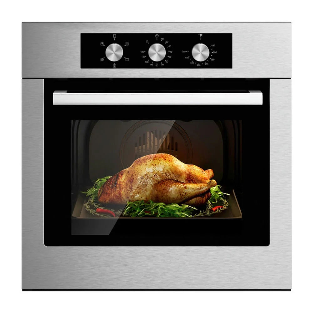 24 Inch Single Wall Oven 2.47Cu.Ft with 5 Cooking Modes, Single Wall Oven with 360° Hot Air Circulation, Well-Made Built-In Oven for Indoor, Silver