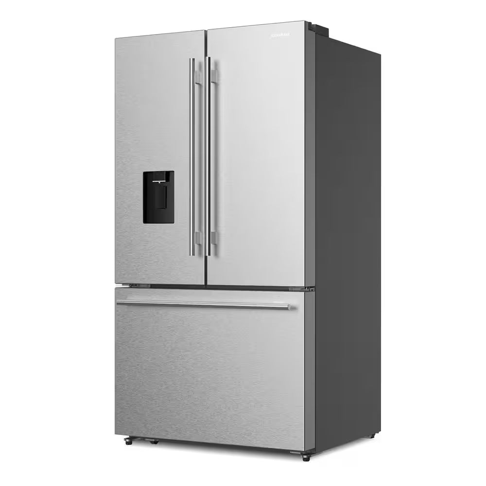 22.4 Cu. Ft. 3-Door French Door Refrigerator with Water Dispenser and Ice Maker in Stainless Steel, Counter Depth