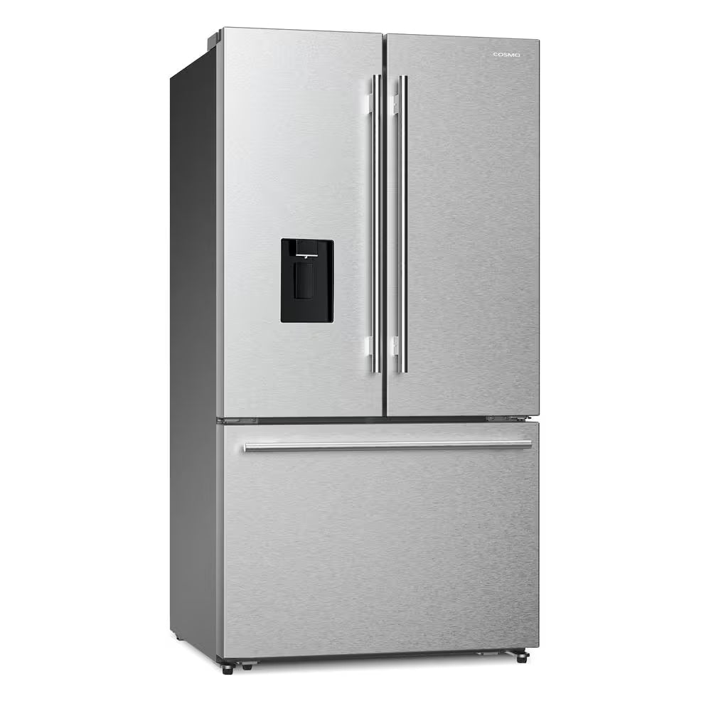 22.4 Cu. Ft. 3-Door French Door Refrigerator with Water Dispenser and Ice Maker in Stainless Steel, Counter Depth