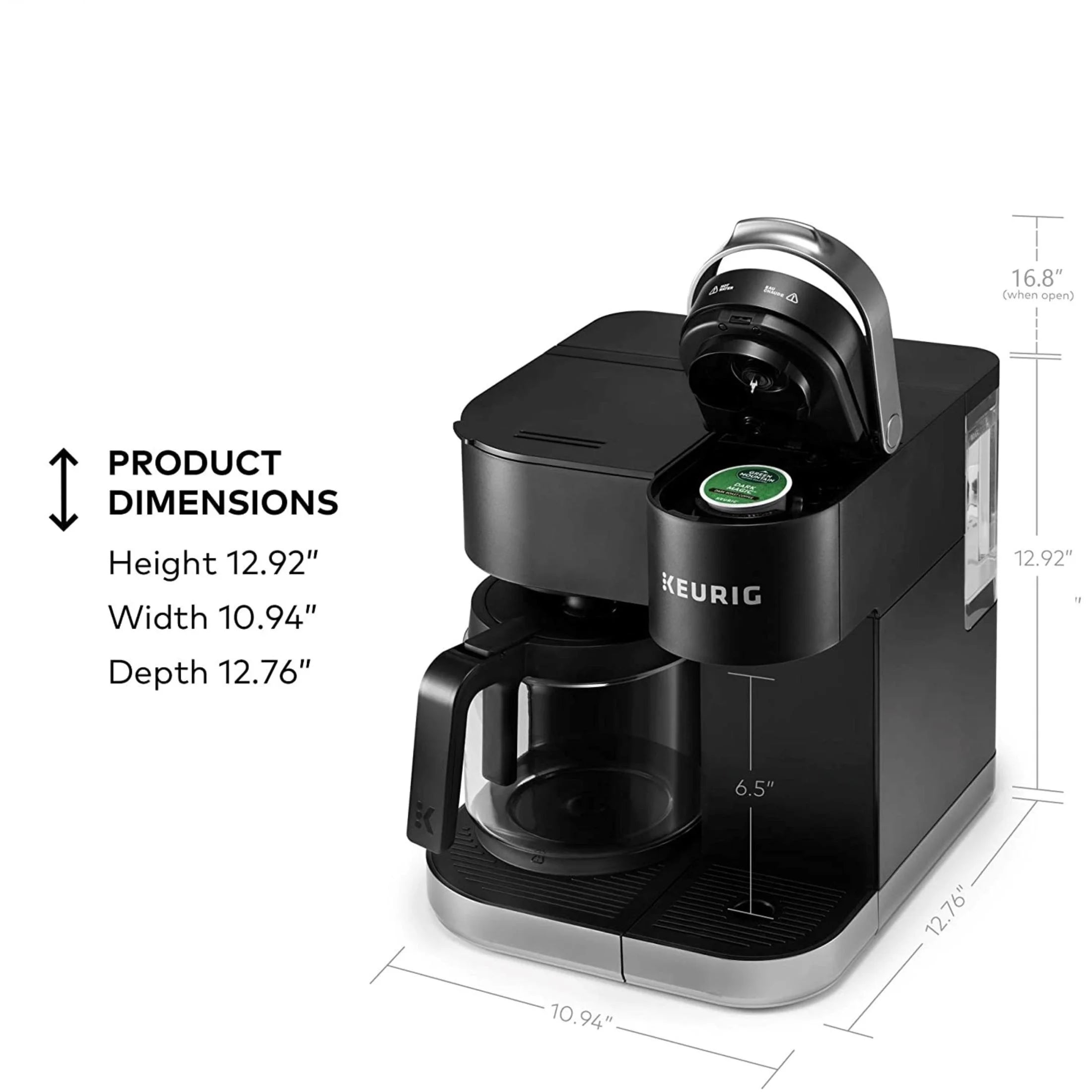 K-Duo Single Serve K-Cup Pod & Carafe Coffee Maker, Black