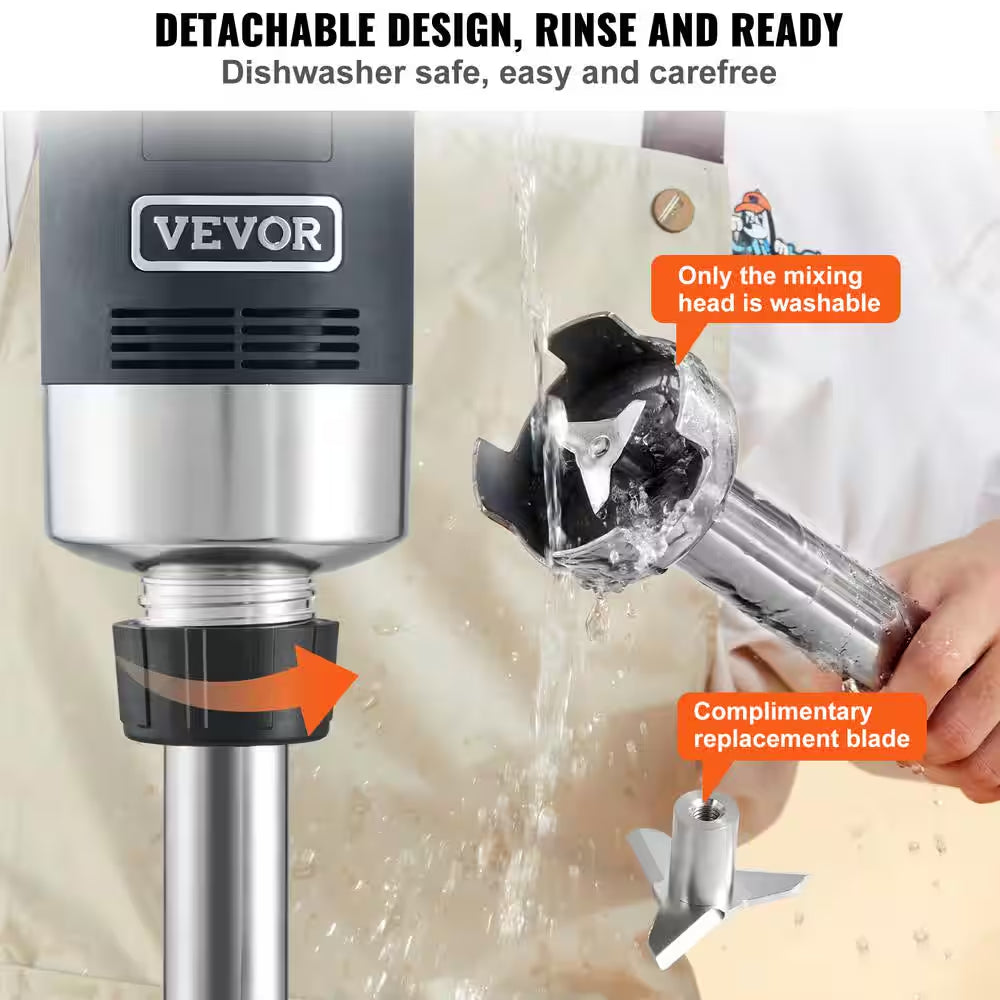 Black Commercial Immersion Blender 750W 20 In. Heavy Duty Hand Mixer Multi-Purpose Portable Mixer