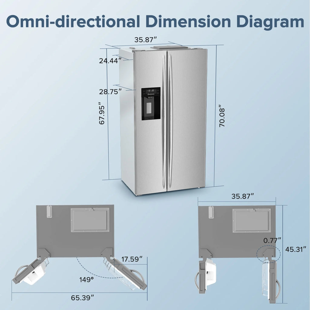21 Cu.Ft. 36" Depth French Door Refrigerator with Ice & Water Dispenser, Auto Defrost, Gray Stainless Steel