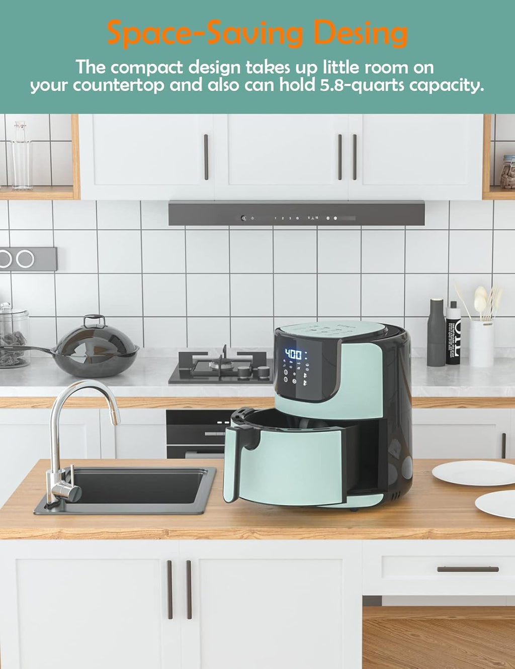 Air Fryer 5.8 Quart Hot Air Fryer Oven with Digital Touch Screen Airfryer with Nonstick Basket Dishwasher Friendly up to 400℉ Large Air Fryer for 2–5 Family Members