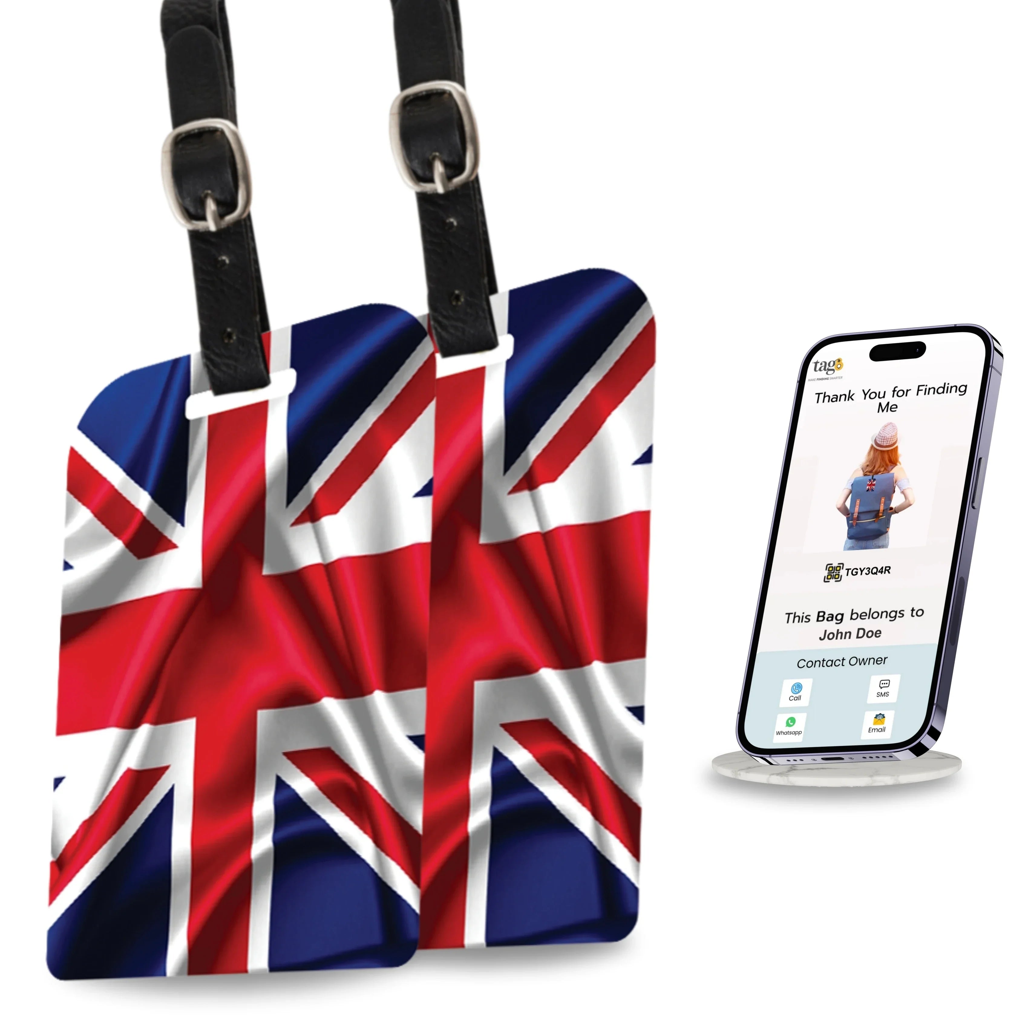 Smart Bag Security Tag - Great Britain Flag [Pack 2]