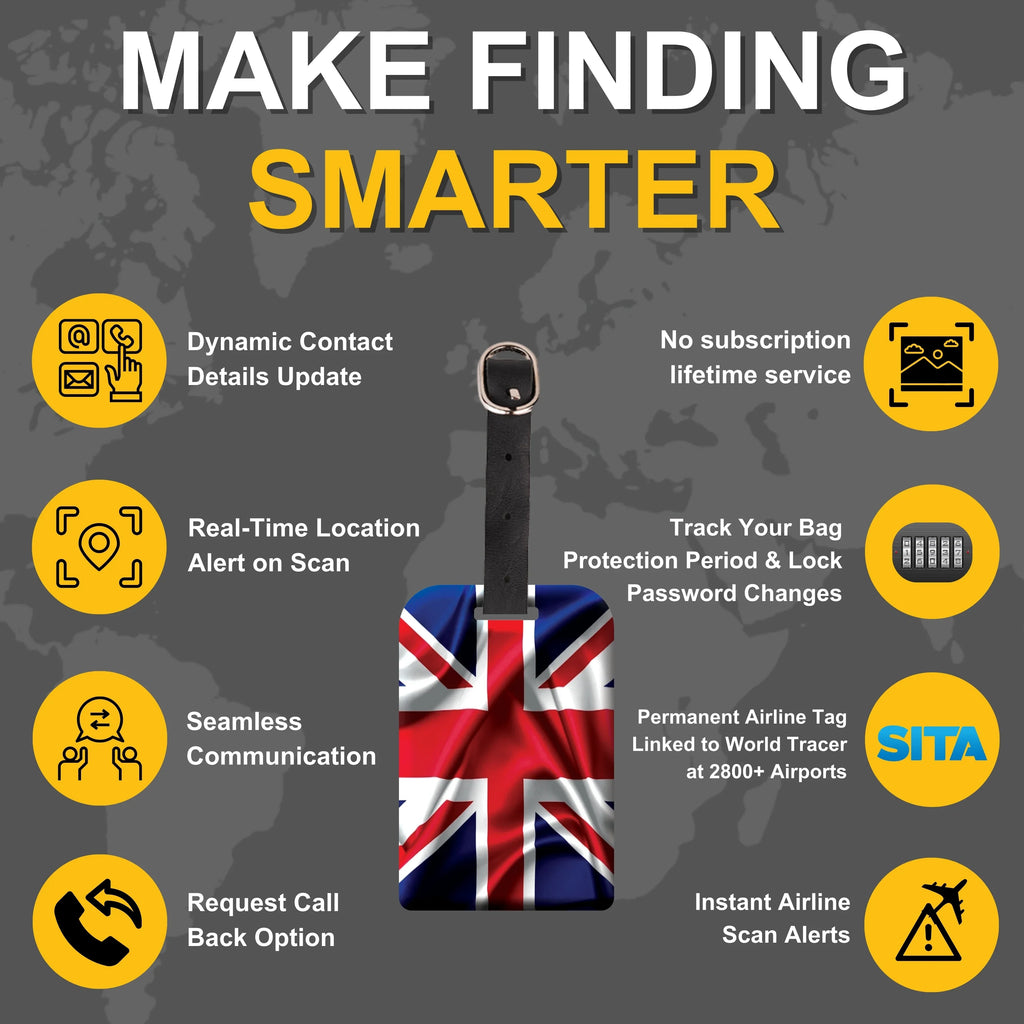 Smart Bag Security Tag - Great Britain Flag [Pack 2]