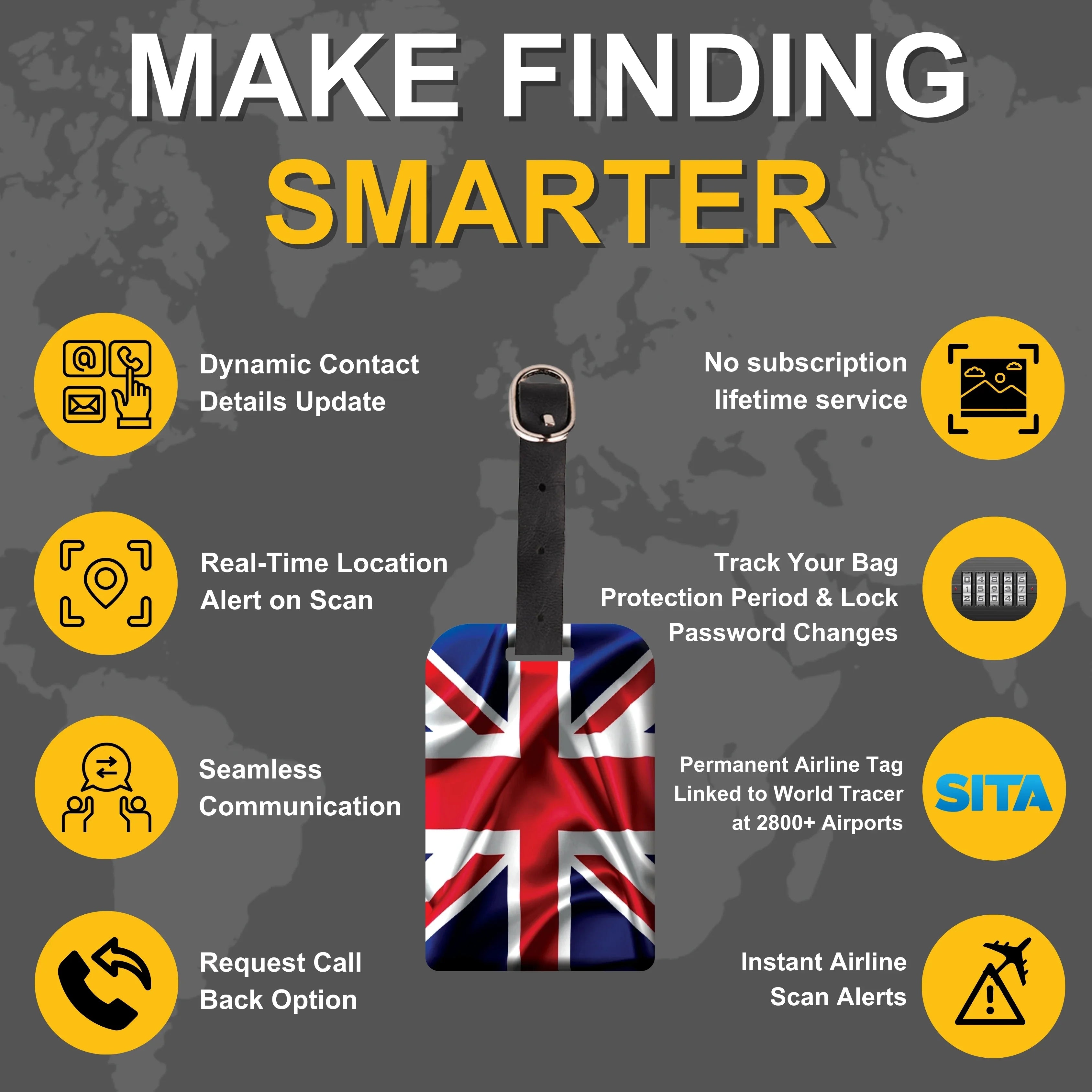 Smart Bag Security Tag - Great Britain Flag [Pack 2]