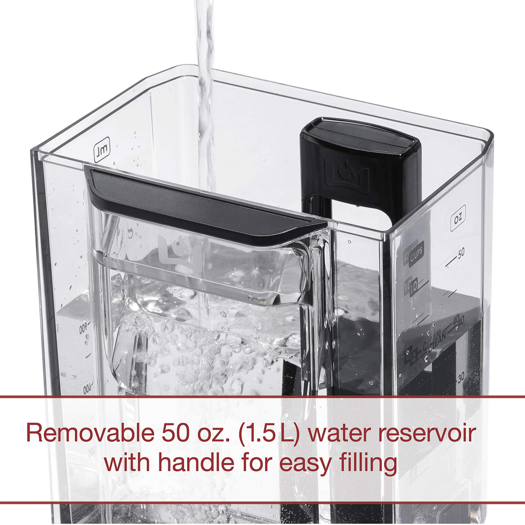 Programmable Coffee Maker System with 10 Cup Thermal Carafe, Built-In Grounds Scale, Removable Reservoir, Red Knob,