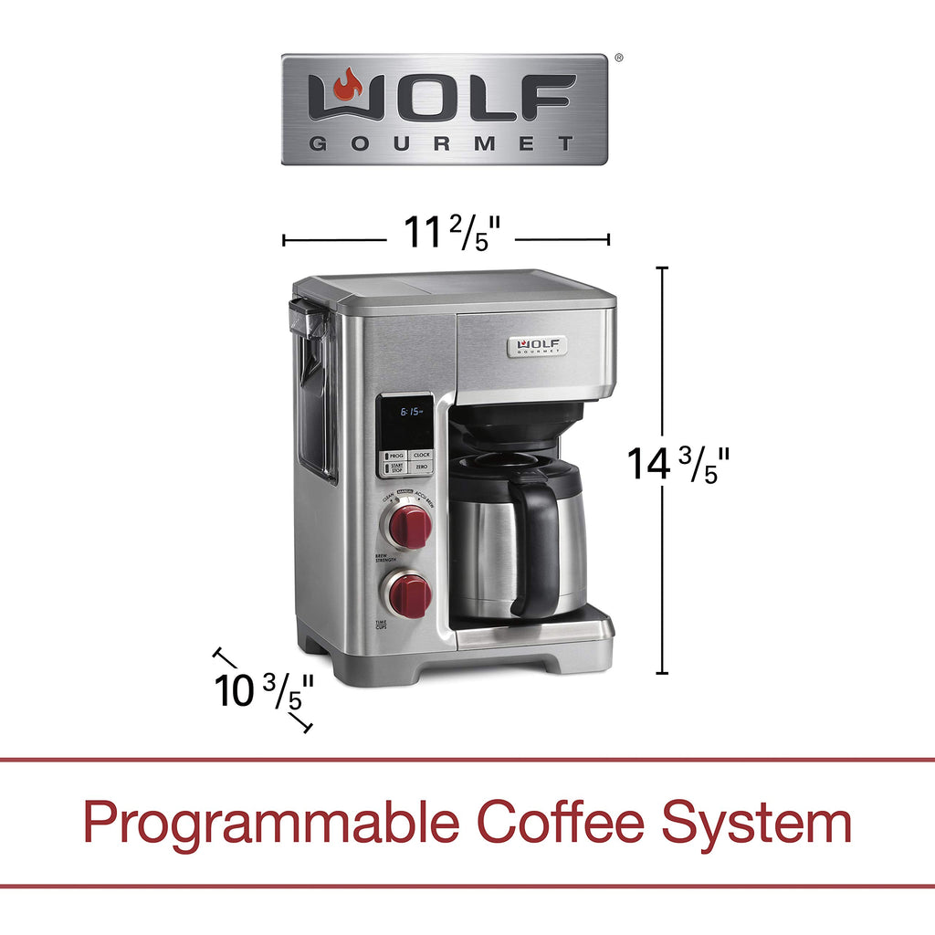 Programmable Coffee Maker System with 10 Cup Thermal Carafe, Built-In Grounds Scale, Removable Reservoir, Red Knob,