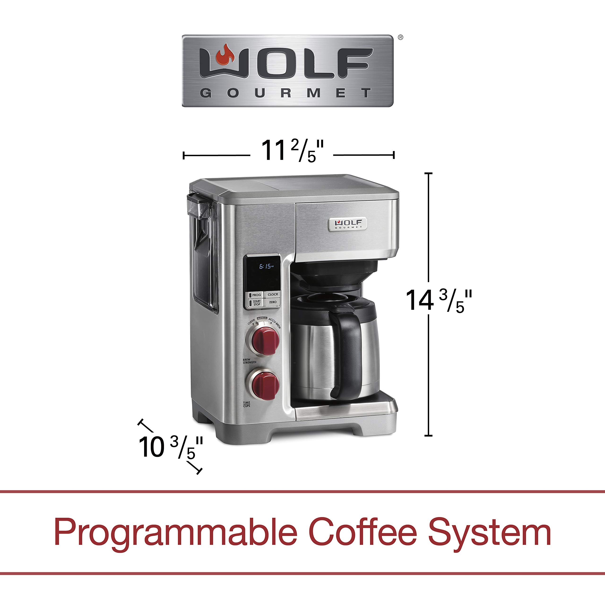 Programmable Coffee Maker System with 10 Cup Thermal Carafe, Built-In Grounds Scale, Removable Reservoir, Red Knob,