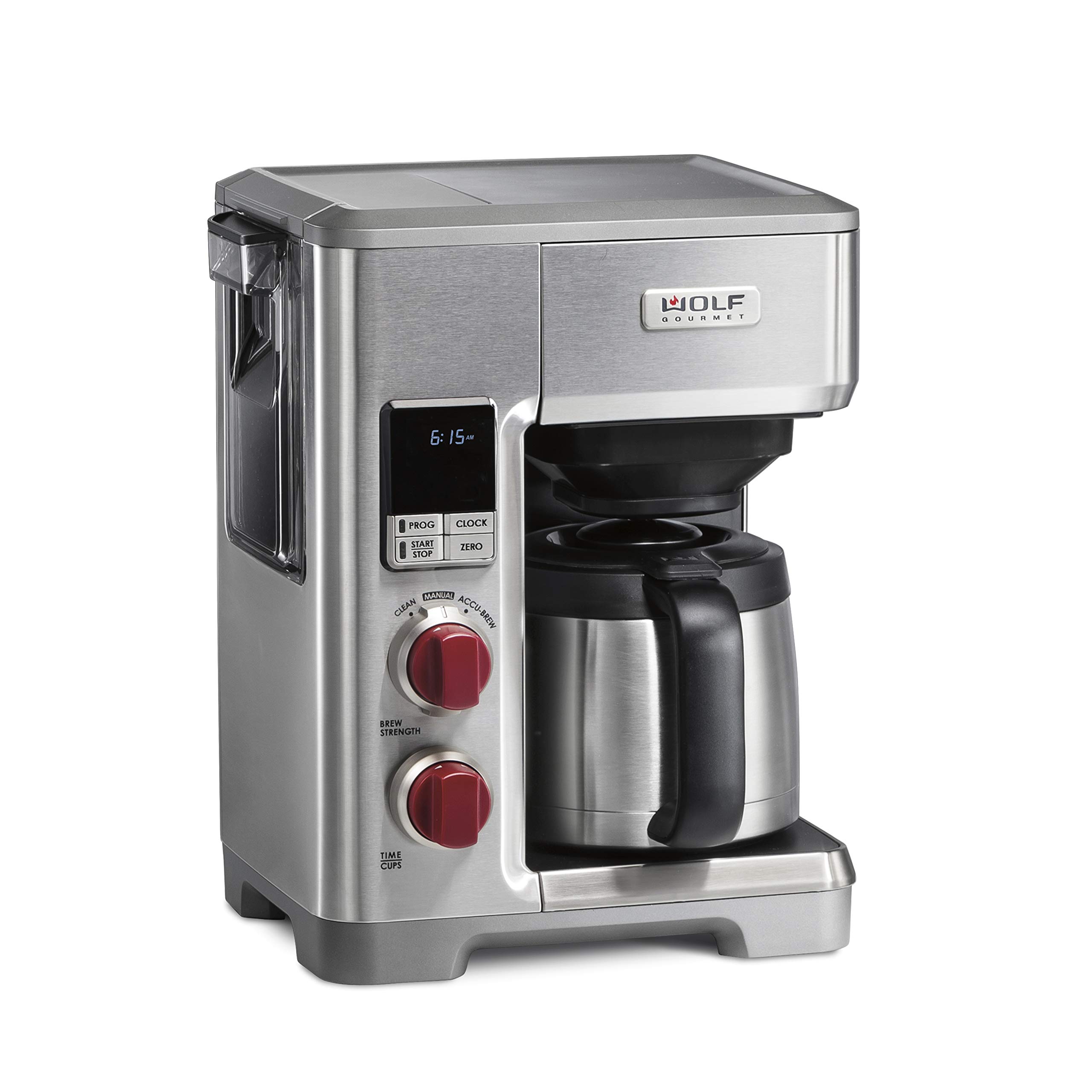 Programmable Coffee Maker System with 10 Cup Thermal Carafe, Built-In Grounds Scale, Removable Reservoir, Red Knob,