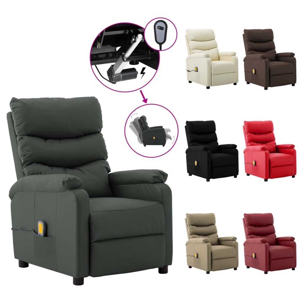 vidaXL Massage Chair Massaging Recliner Sleeper Chair for Elderly Faux Leather